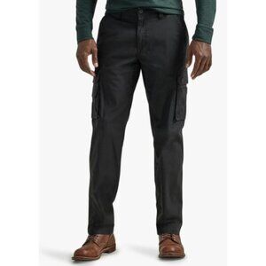 Lee Men's Wyoming Relaxed Fit Cargo Pants 33x34 Black Multi Pocket Work Casual